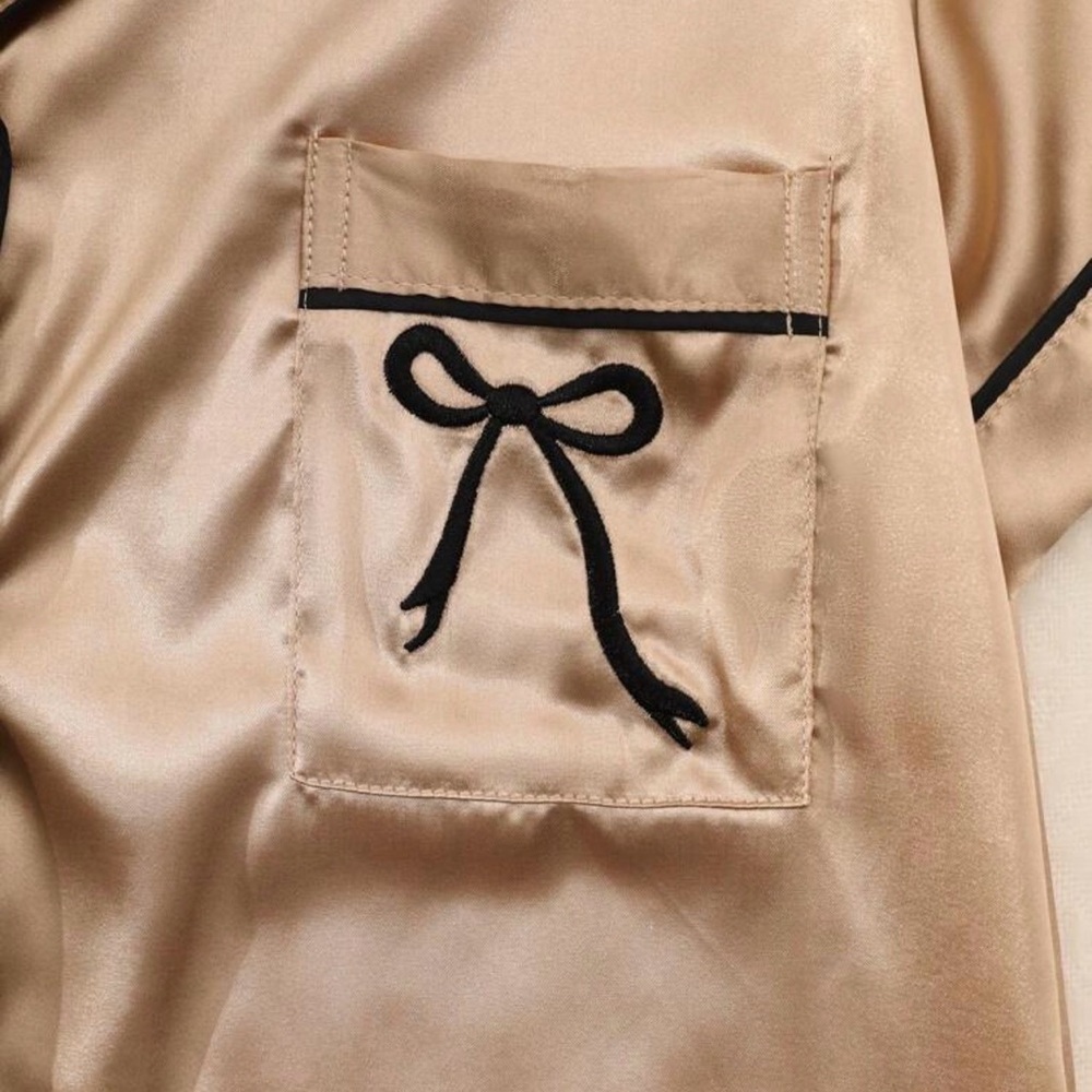 Women's Satin Pajama Set - Gold Size 12 XL - Picture 5 of 8